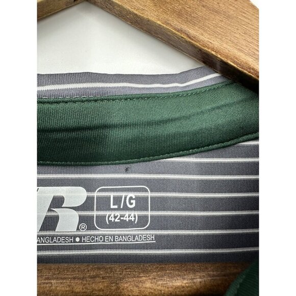 Russell Golf Polo Shirt Gray White Stripe Spartan MSU Logo Men's Size L - Picture 8 of 11